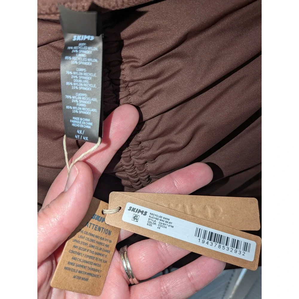 SKIMS Recycled Swim Ruched Mini Skirt Cocoa Brown 4X CU-SKT-2796 NWT